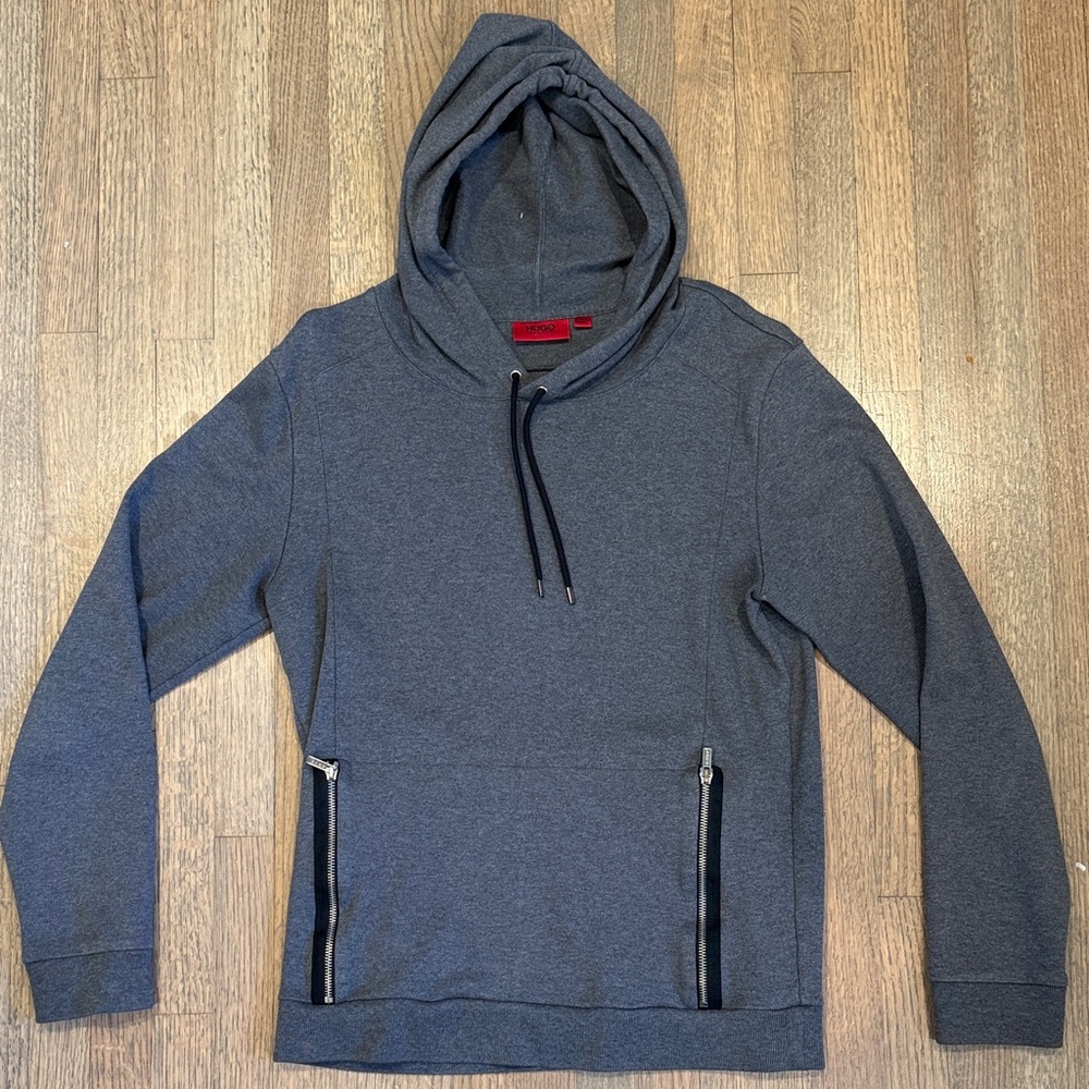 Hugo Boss Men's Heather Charcoal Gray Hooded Sweatshirt